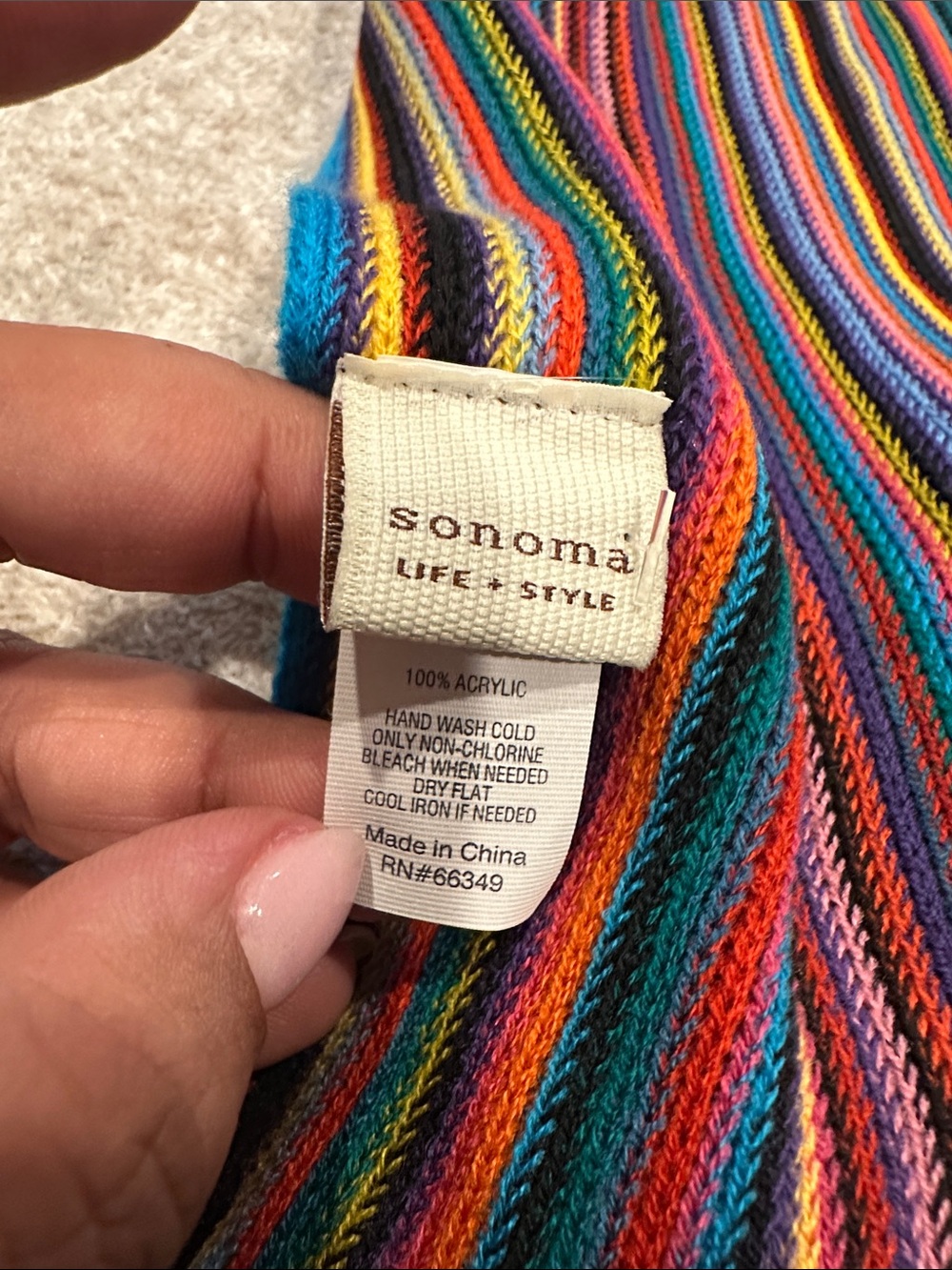 Sonoma Multicolor Striped Knit Scarf with Fringe- unisex - Picture 2 of 6